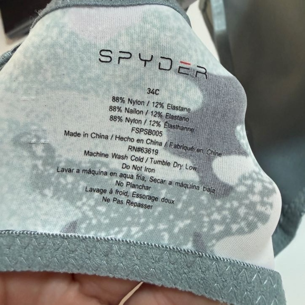 Spyder T-Shirt Bra Woodland Dolphin Grey Women 34C Camo New! - Picture 7 of 7